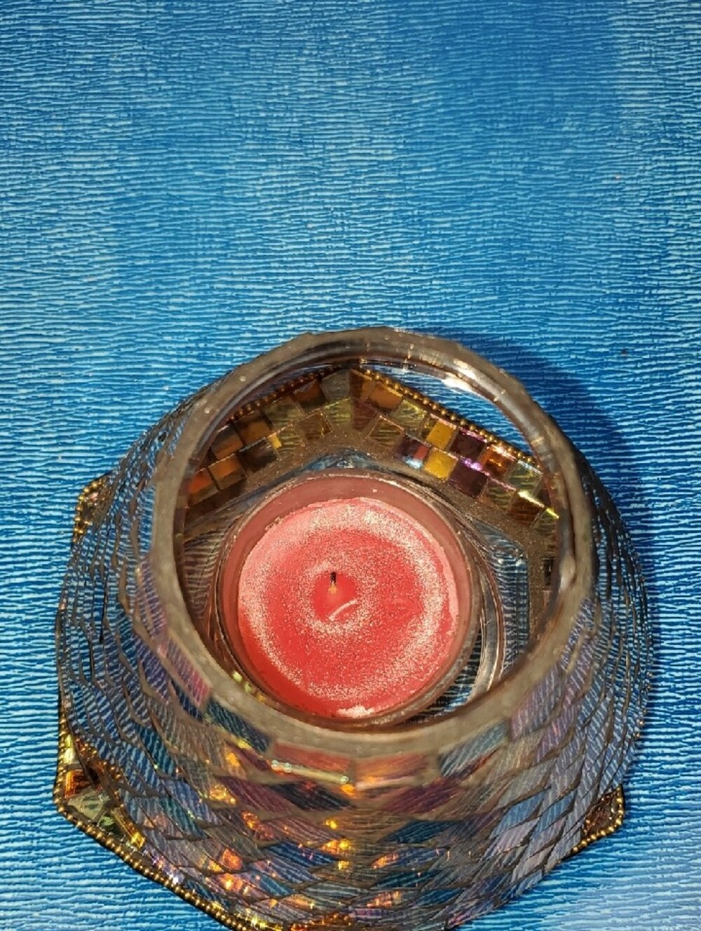 PartyLite Amber and Gold Mosaic Glass Votive Holder - Picture 8 of 9